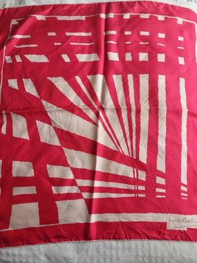 Pierre Balmain Pink and Cream Signature Square Scarf